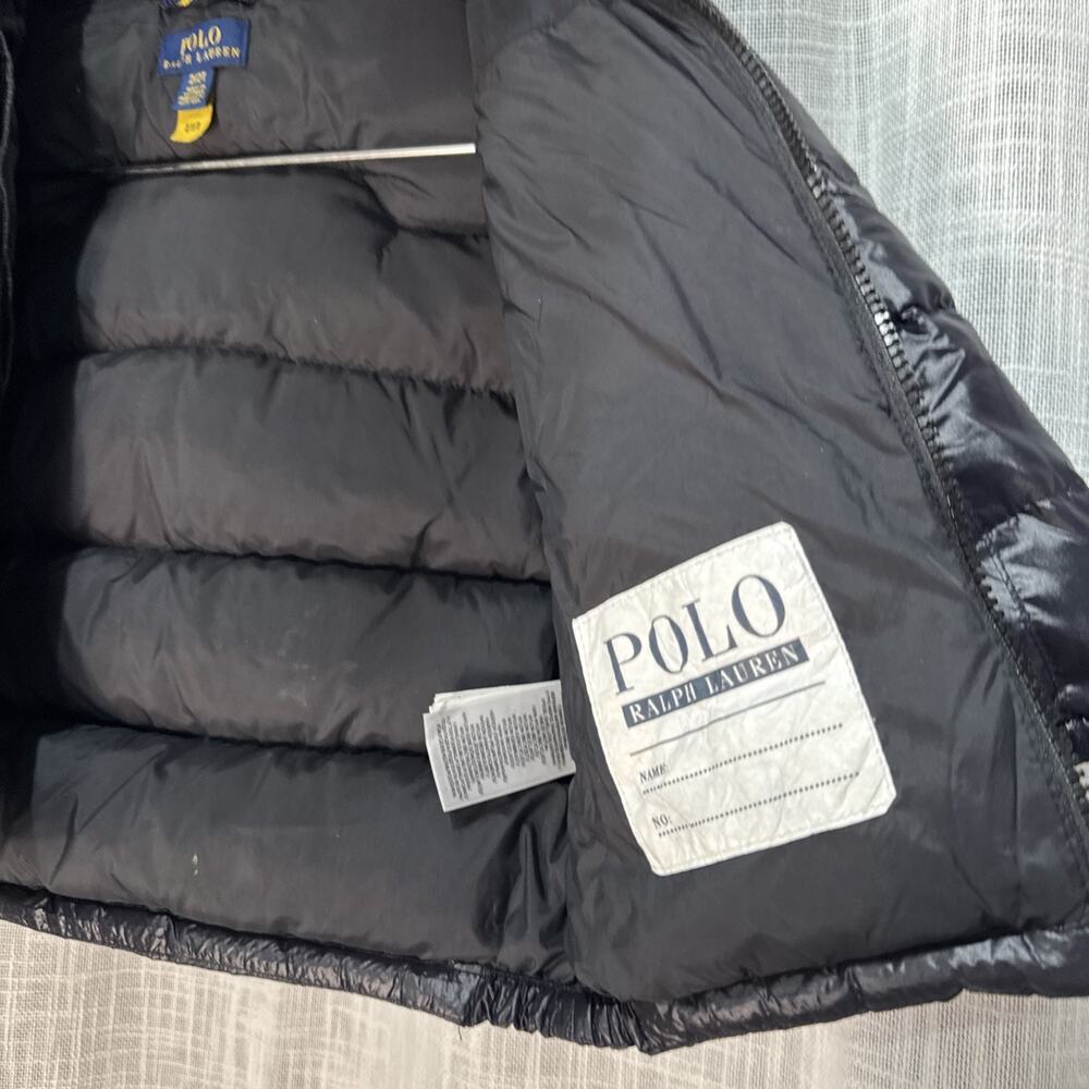 Polo Ralph Lauren Boys Black Down Puffer Jacket Detachable Hood Size S 2/2T - Picture 4 of 7